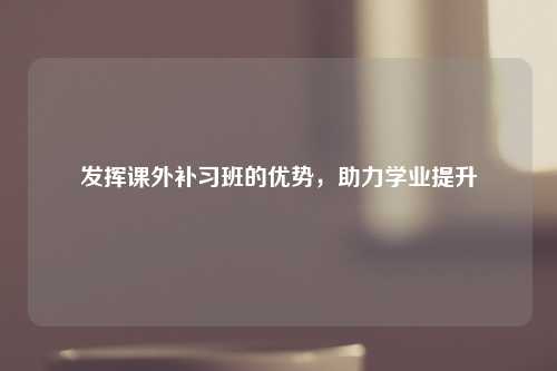 发挥课外补习班的优势,助力学业提升